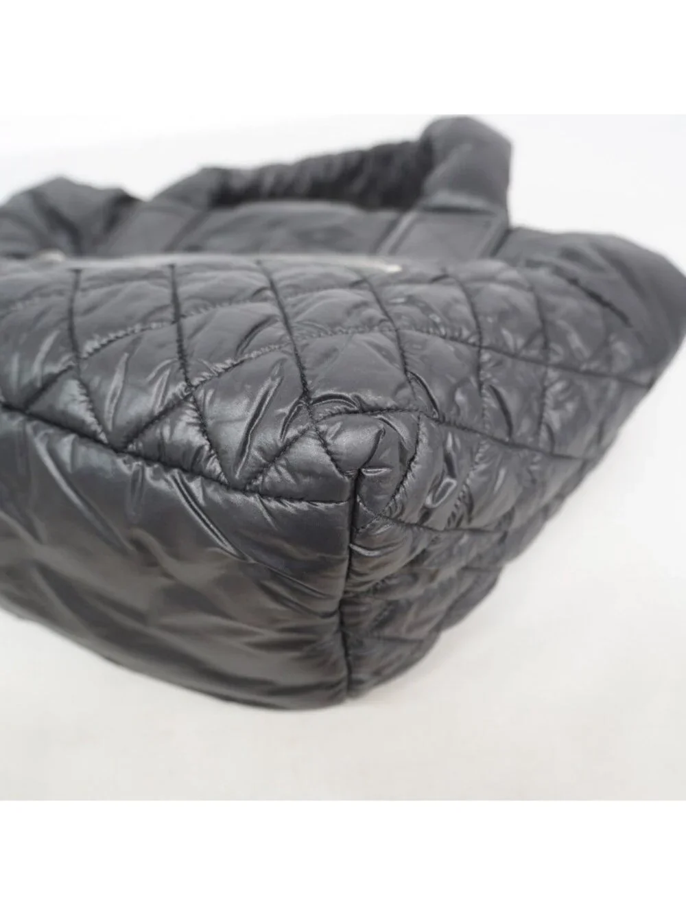 Chanel Tote Coco Cocoon Nylon Black Silver